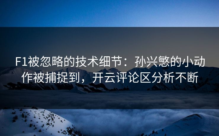 F1被忽略的技术细节：孙兴慜的小动作被捕捉到，开云评论区分析不断