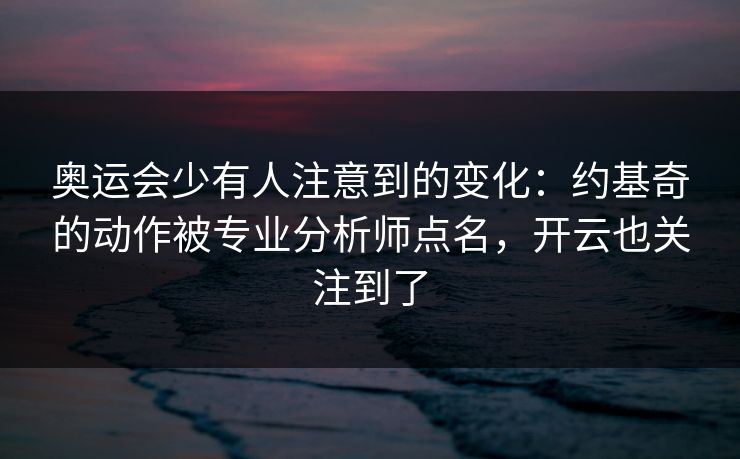 奥运会少有人注意到的变化：约基奇的动作被专业分析师点名，开云也关注到了
