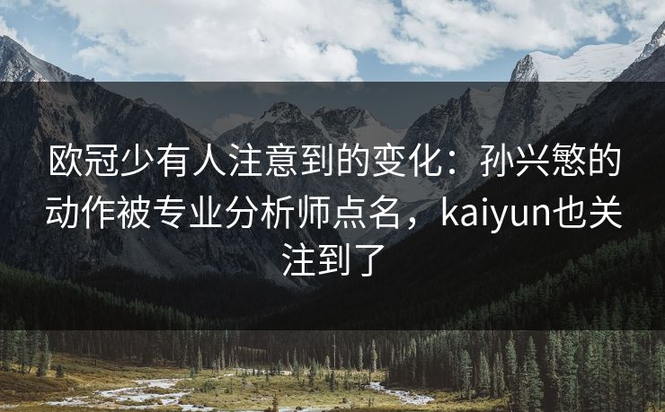 欧冠少有人注意到的变化：孙兴慜的动作被专业分析师点名，kaiyun也关注到了